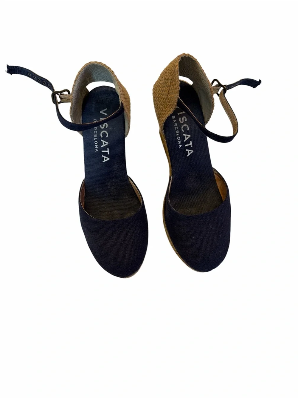 Viscata Navy Espadrille Wedge Sandals with Ankle Strap